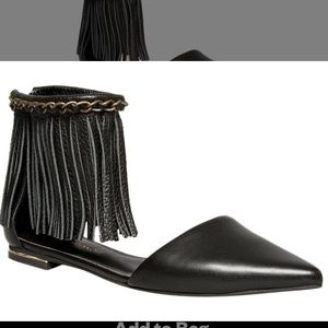 Rebecca Minkoff fringe and bronze hardware flats